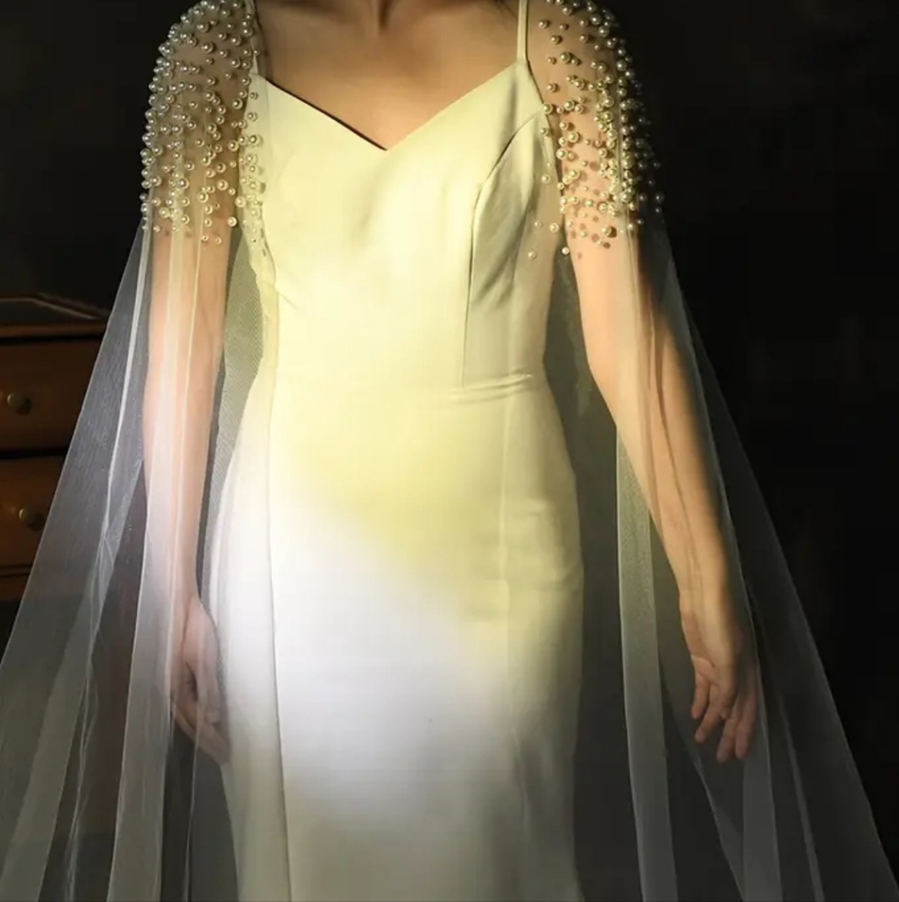 Elegant Creamy White Beaded Bridal Wings